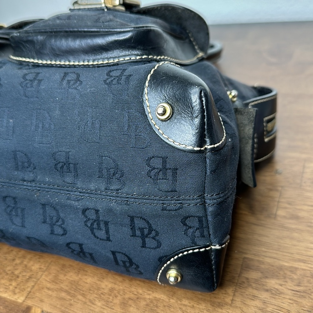 Vintage Dooney & Bourke black Satchel logo Canvas handbag leather handles & trim - Picture 8 of 13